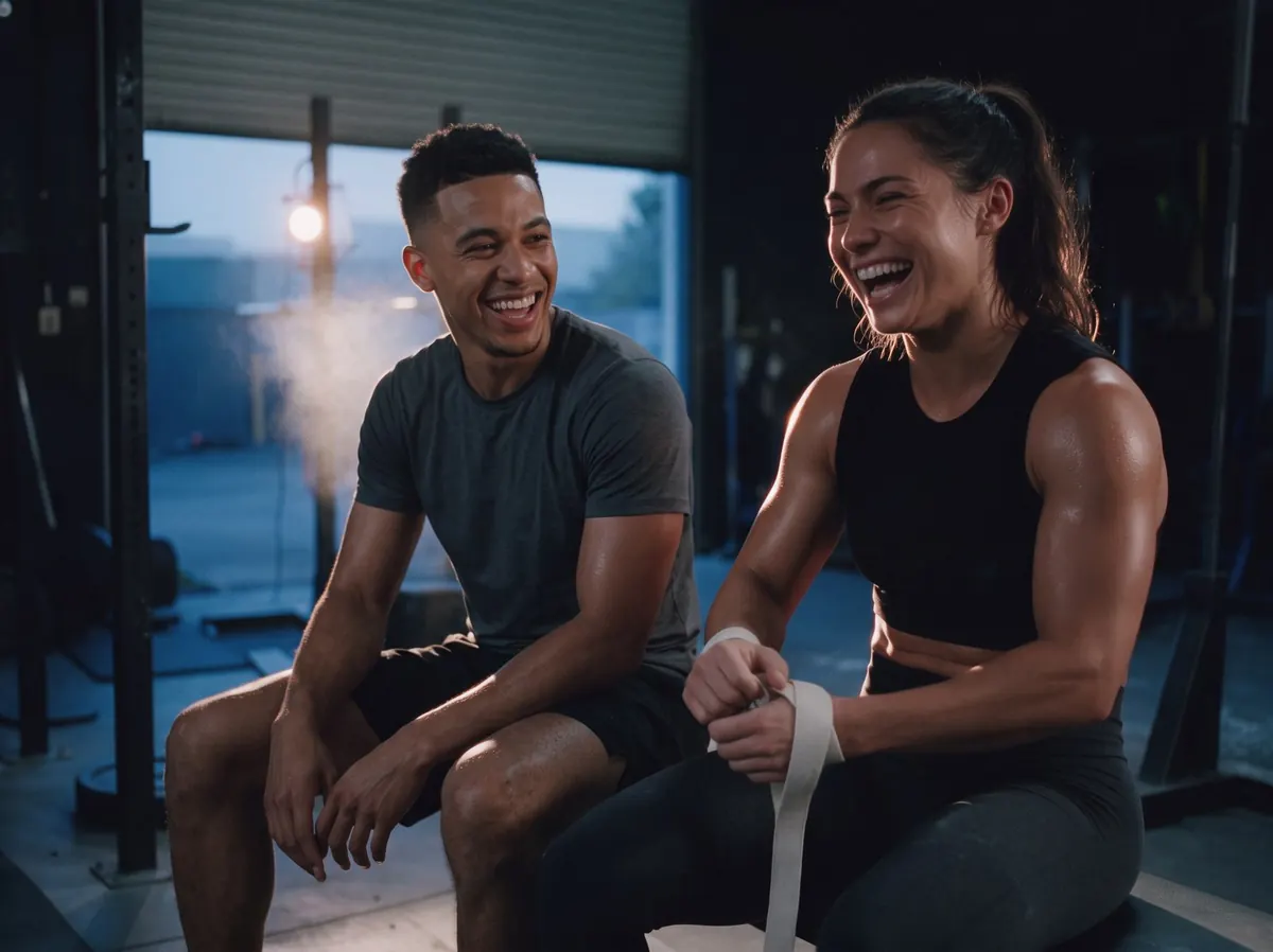 Two training partners resting between sets